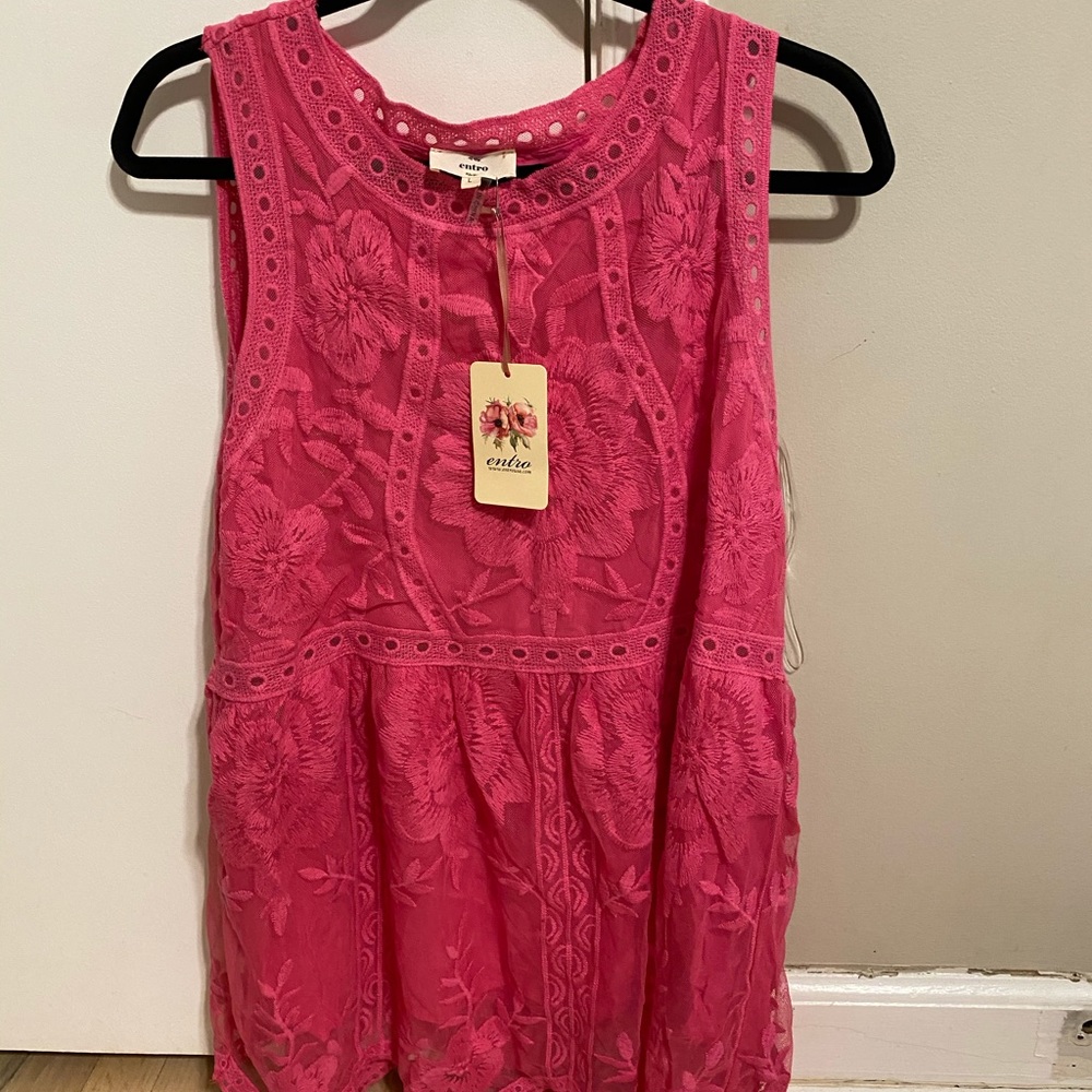 Eyelet Pink tank top